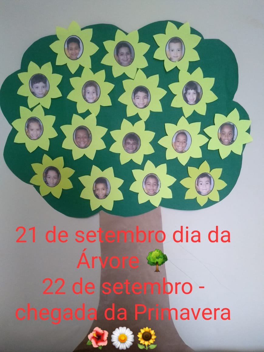 Alunos do 1 ano fundamental I no dia da Árvore